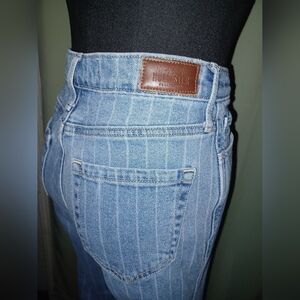 A Hollister Ultra High Rise Mom Pinstripe Denim Jeans